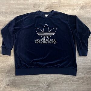 Men’s Adidas Trefoil Navy Blue Velour sweatshirt size 3XL